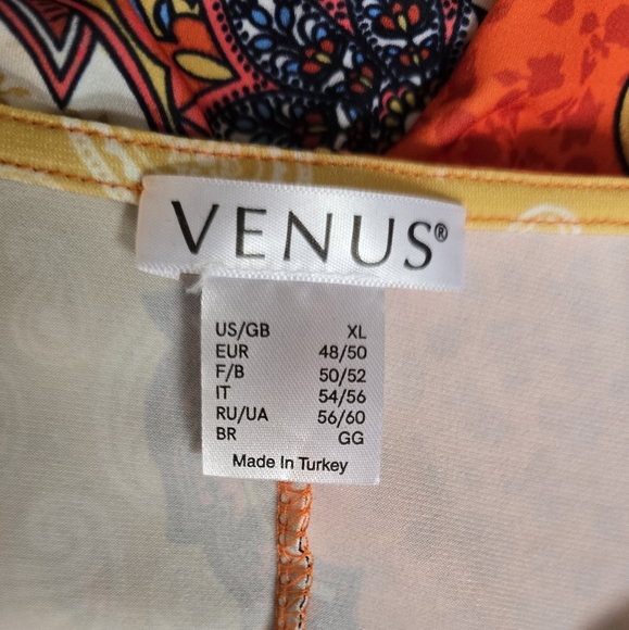 💐 VENUS Womens Multicolor Maxi Dress Size XL V-Neck Front Slit Stretch - Picture 9 of 10